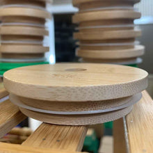 Load image into Gallery viewer, Bamboo Mason Jar Lid - with Straw Hole
