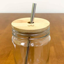 Load image into Gallery viewer, Bamboo Mason Jar Lid - with Straw Hole