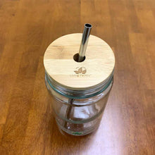 Load image into Gallery viewer, Bamboo Mason Jar Lid - with Straw Hole